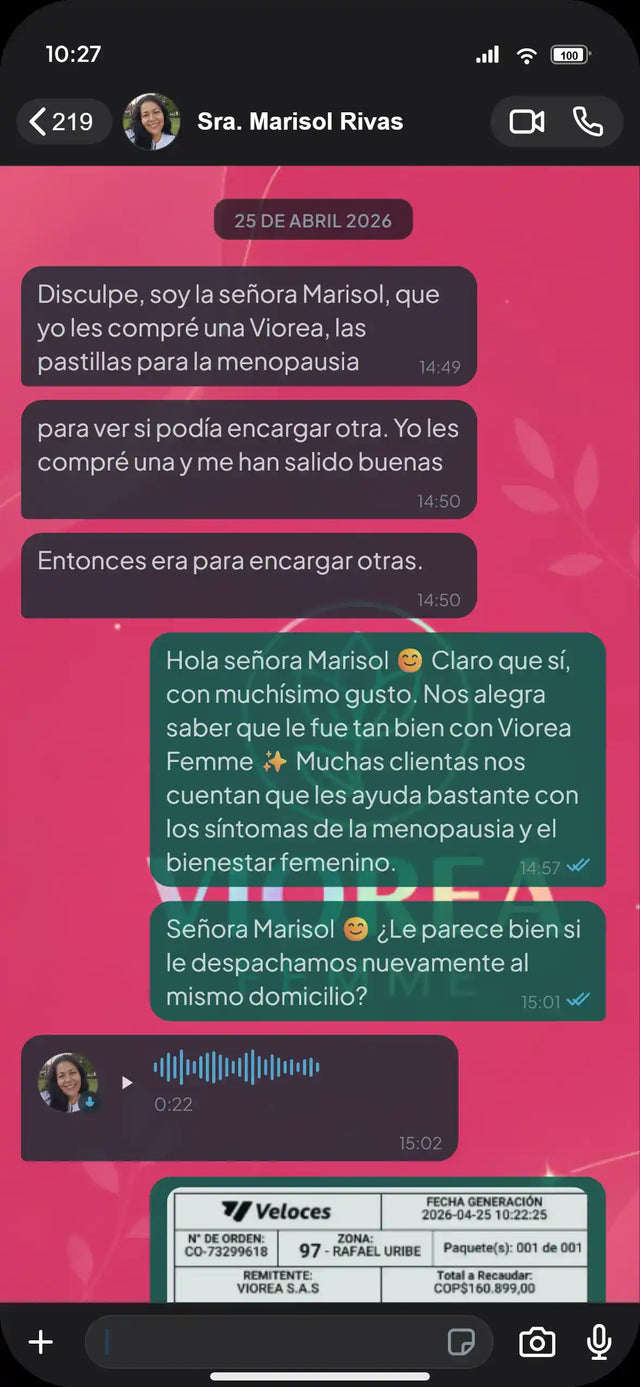 Captura Chat Cliente Marisol Rivas